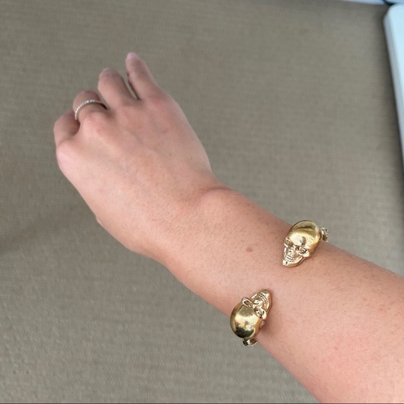 Alexander McQueen Jewelry - Alexander McQueen Gold Twin Skull Bracelet